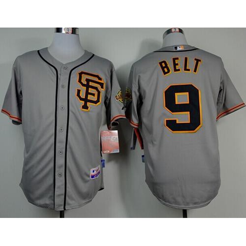 San Francisco Giants #9 Brandon Belt Grey Road 2 Cool Base Stitched Jersey Men's