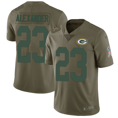 Packers #23 Jaire Alexander Olive Youth Stitched Limited 2017 Salute To Service Jersey