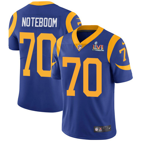 Los Angeles Rams #70 Joseph Noteboom Royal Blue Alternate Super Bowl LVI Patch Men's Stitched Vapor Untouchable Limited Jersey Men's