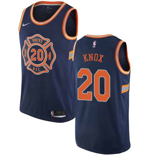 New York Knicks #20 Kevin Knox Navy Swingman City Edition Jersey Mens
