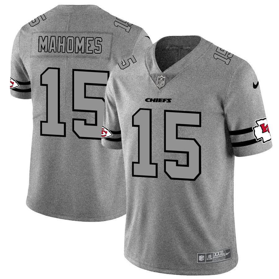 Kansas City Chiefs #15 Patrick Mahomes Men's Gray Gridiron II Vapor Untouchable Limited Jersey