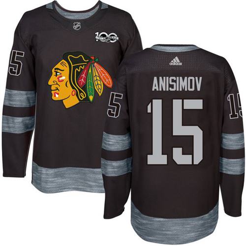 Adidas Chicago Blackhawks #15 Artem Anisimov Black 1917-2017 100th Anniversary Stitched Jersey Men's