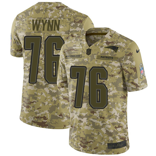 New England Patriots #76 Isaiah Wynn Camo Youth Stitched Limited 2018 Salute to Service Jersey Youth