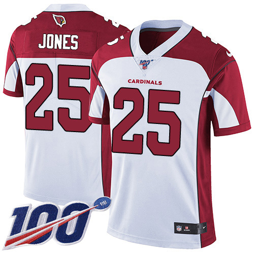 Arizona Cardinals #25 Chris Jones White Men's Stitched 100th Season Vapor Limited Jersey Men's