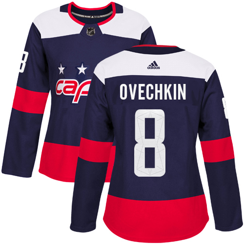 Adidas Washington Capitals #8 Alex Ovechkin Navy Authentic 2018 Stadium Series Women's Stitched Jersey Womens