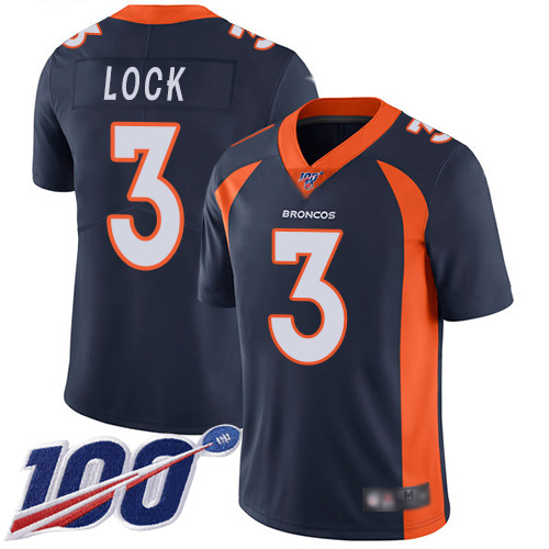 Denver Broncos #3 Drew Lock Navy Blue Alternate Youth Stitched 100th Season Vapor Limited Jersey Youth