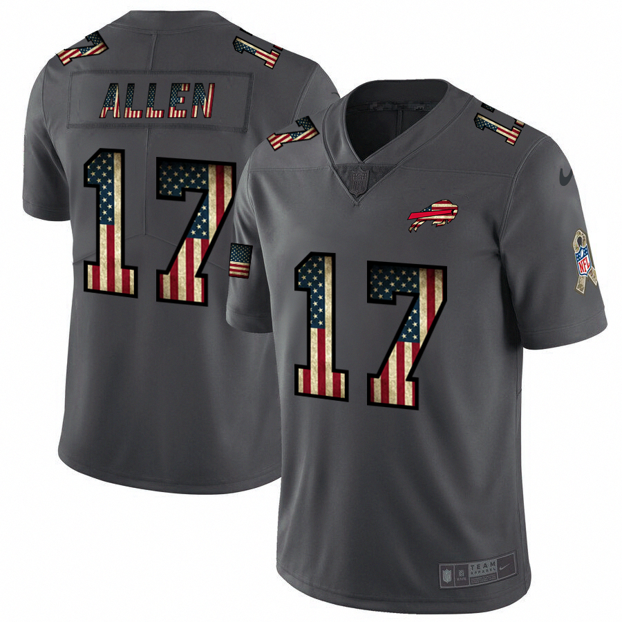 Buffalo Bills #17 Josh Allen 2018 Salute To Service Retro USA Flag Limited Jersey
