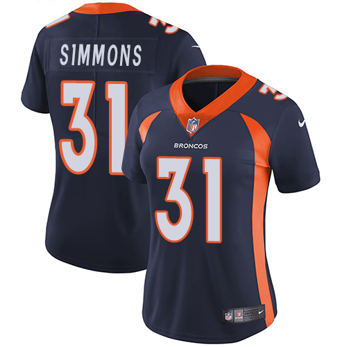 Broncos #31 Justin Simmons Blue Alternate Women's Stitched Vapor Untouchable Limited Jersey