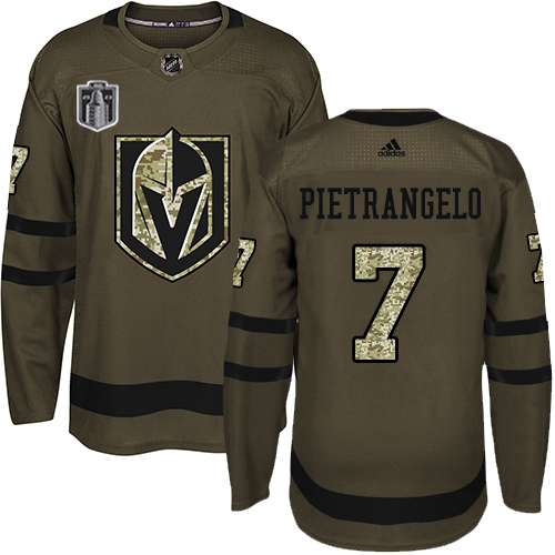 Adidas Golden Knights #7 Alex Pietrangelo Green Youth 2023 Stanley Cup Final Patch Salute To Service Stitched Jersey