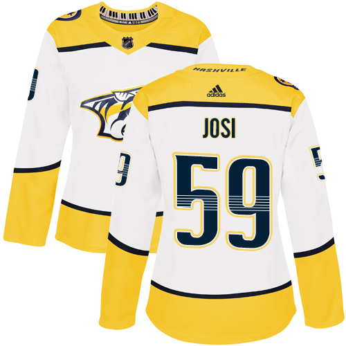 Adidas Nashville Predators #59 Roman Josi White Road Authentic Women's Stitched Jersey Womens