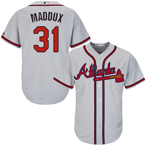 Atlanta Braves #31 Greg Maddux Grey Cool Base Stitched Youth Jersey Youth