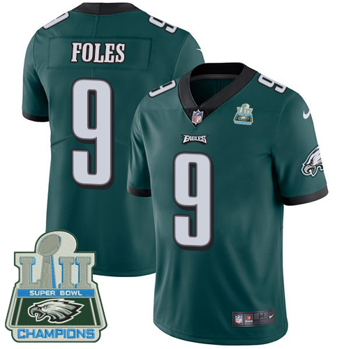 Philadelphia Eagles #9 Nick Foles Midnight Green Team Color Super Bowl LII Champions Youth Stitched Vapor Untouchable Limited Jersey Youth