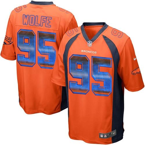 Denver Broncos #95 Derek Wolfe Orange Team Color Men's Stitched Limited Strobe Jersey Men's