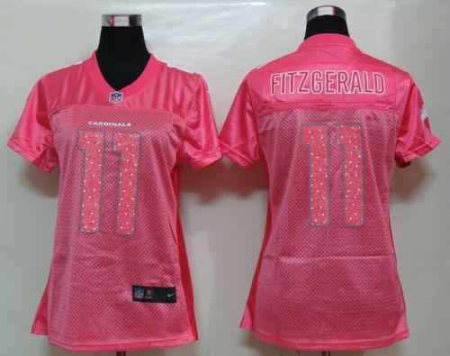Cardinals #11 Larry Fitzgerald Pink Sweetheart Women's Game Jersey