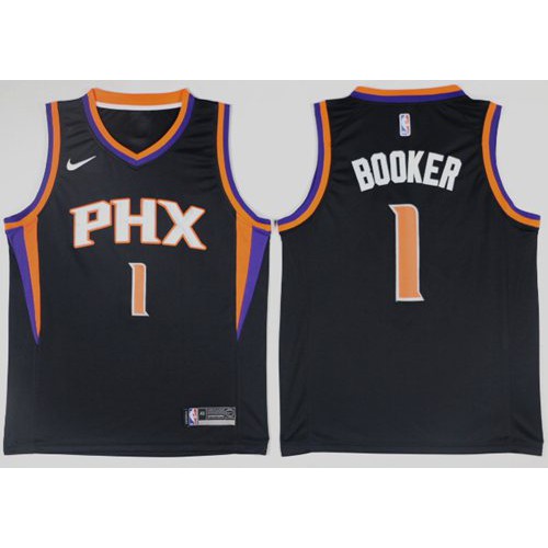 Phoenix Suns #1 Devin Booker Black Swingman Statement Edition Jersey Mens