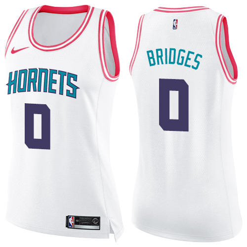 Charlotte Hornets #0 Miles Bridges White/Pink Womens Swingman Fashion Jersey Womens