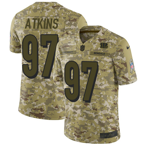 Cincinnati Bengals #97 Geno Atkins Camo Youth Stitched Limited 2018 Salute to Service Jersey Youth