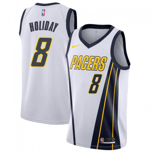 Indiana Pacers #8 Justin Holiday White Swingman Earned Edition Jersey Mens