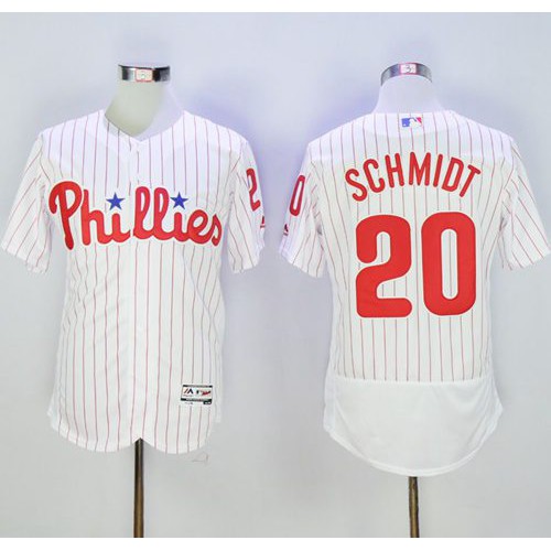 Philadelphia Phillies #20 Mike Schmidt White(Red Strip) Flexbase Authentic Collection Stitched Jersey Men's