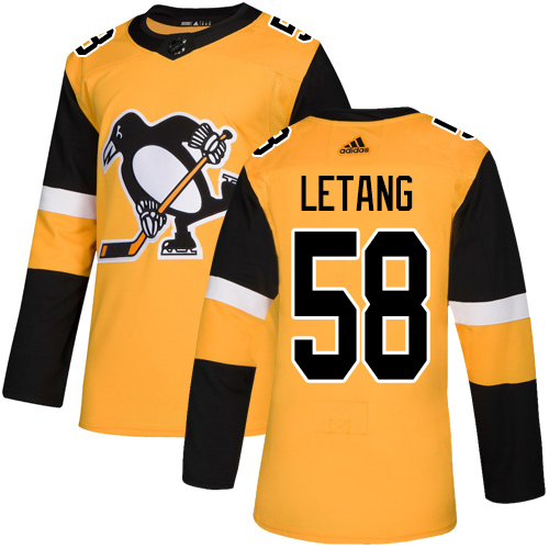 Adidas Pittsburgh Penguins #58 Kris Letang Gold Alternate Authentic Stitched Jersey Men's