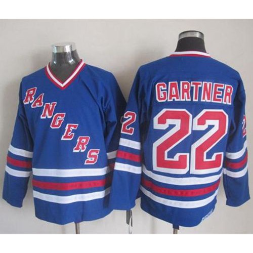 New York Rangers #22 Mike Gartner Blue CCM Heroes of Hockey Alumni Stitched Jersey Men's