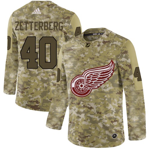 Adidas Detroit Red Wings #40 Henrik Zetterberg Camo Authentic Stitched Jersey Men's