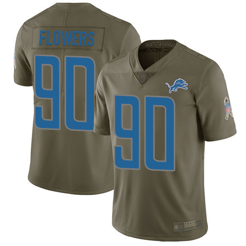 Detroit Lions #90 Trey Flowers Olive Men's Stitched Limited 2017 Salute to Service Jersey Men's