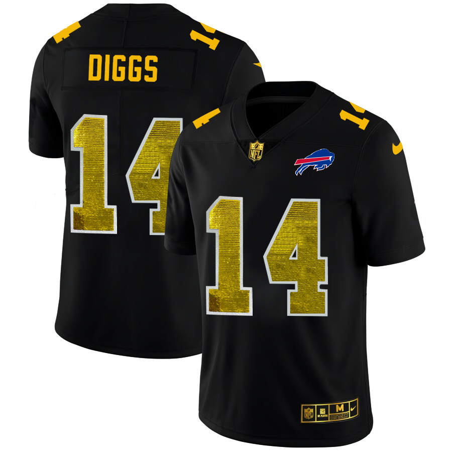 Buffalo Bills #14 Stefon Diggs Men's Black Golden Sequin Vapor Limited Jersey