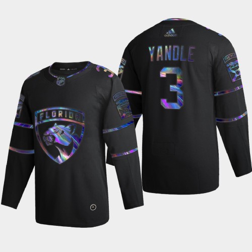 Florida Florida Panthers #3 Keith Yandle Men's Iridescent Holographic Collection Jersey - Black Men's