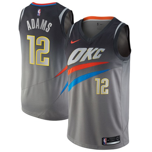 Oklahoma City Thunder #12 Steven Adams Gray Swingman City Edition Jersey Mens