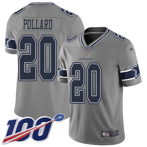 Cowboys #20 Tony Pollard Gray Youth Stitched Limited Inverted Legend 100th Season Jersey