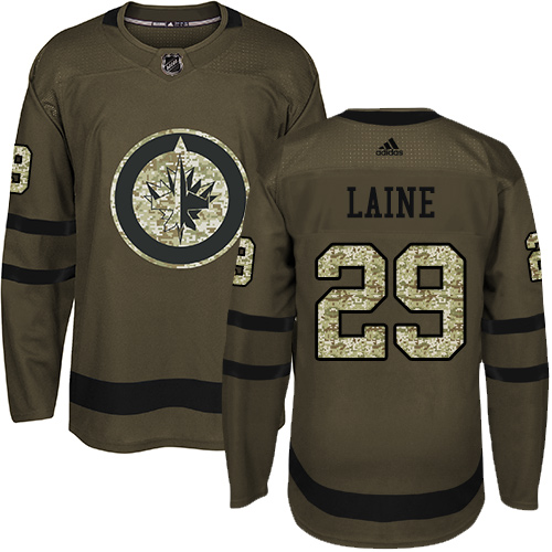 Adidas Winnipeg Jets #29 Patrik Laine Green Salute to Service Stitched Youth Jersey Youth