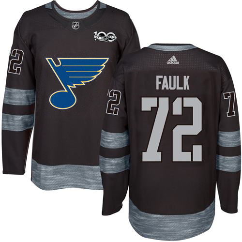 Adidas St. Louis Blues #72 Justin Faulk Black 1917-2017 100th Anniversary Stitched Jersey Men's