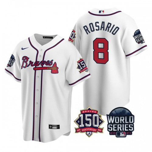Atlanta Atlanta Braves #8 Eddie Rosario 150th Anniversary 2021 World Series Youth Jersey - White Youth