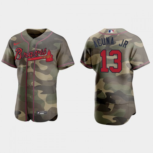 Atlanta Atlanta Braves #13 Ronald Acuna Jr. Men's 2021 Armed Forces Day Authentic Jersey -Camo Men's