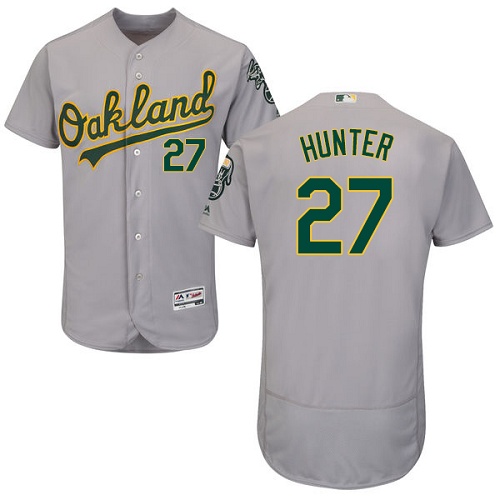 Oakland Athletics #27 Catfish Hunter Grey Flexbase Authentic Collection Stitched Jersey Men's