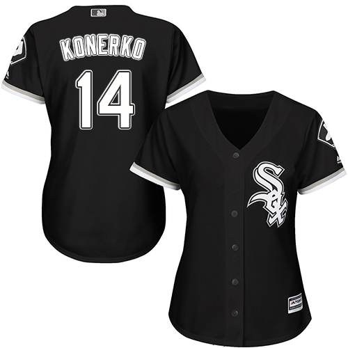Chicago White Sox #14 Paul Konerko Black Alternate Women's Stitched Jersey Womens