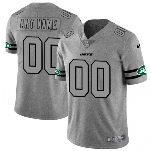 New York Jets Custom Men's Gray Gridiron II Vapor Untouchable Limited Jersey