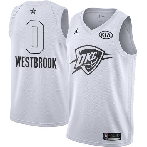 Oklahoma City Thunder #0 Russell Westbrook White Jordan Swingman 2018 All-Star Game Jersey Mens