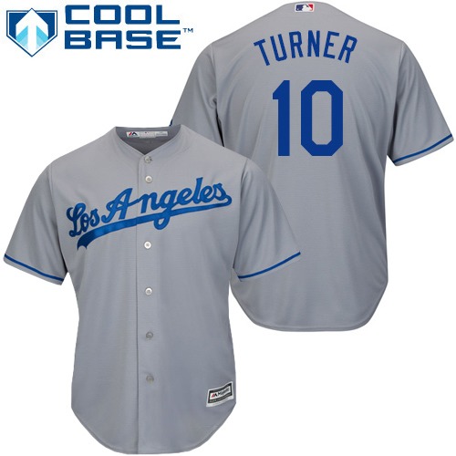 Los Angeles Dodgers #10 Justin Turner Grey Cool Base Stitched Youth Jersey Youth