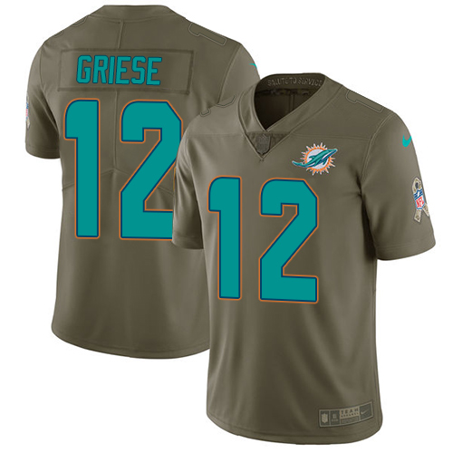 Miami Dolphins #12 Bob Griese Olive Youth Stitched Limited 2017 Salute to Service Jersey Youth