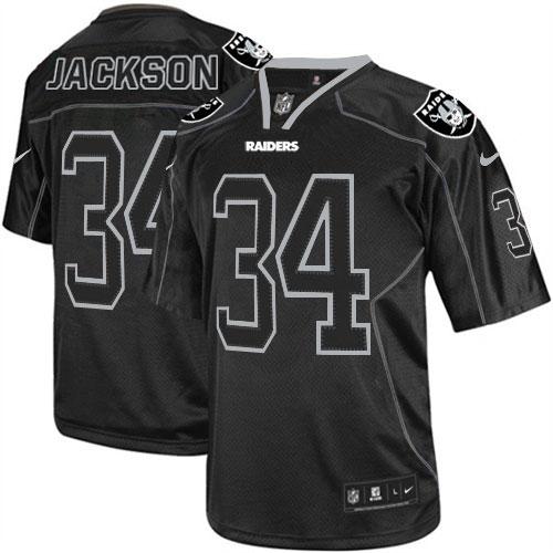 Raiders #34 Bo Jackson Lights Out Black Men's Stitched Elite Jersey