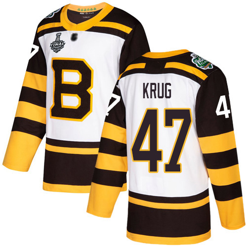 Adidas Boston Bruins #47 Torey Krug White Authentic 2019 Winter Classic Stanley Cup Final Bound Youth Stitched Jersey Youth