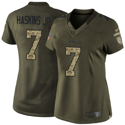 Washington Commanders #7 Dwayne Haskins Jr Green Women's Stitched Limited 2015 Salute to Service Jersey Womens
