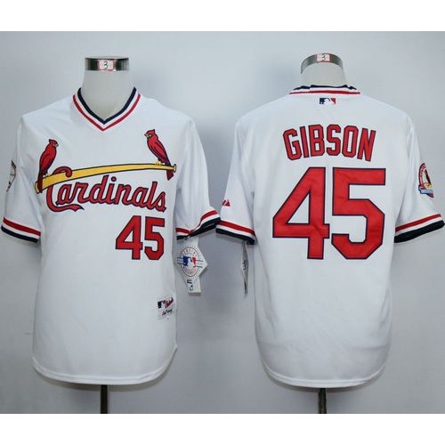 St.Louis Cardinals #45 Bob Gibson White 1982 Turn Back The Clock Stitched Jersey Men's