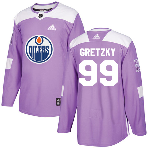 Adidas Edmonton Oilers #99 Wayne Gretzky Purple Authentic Fights Cancer Stitched Jersey Men's
