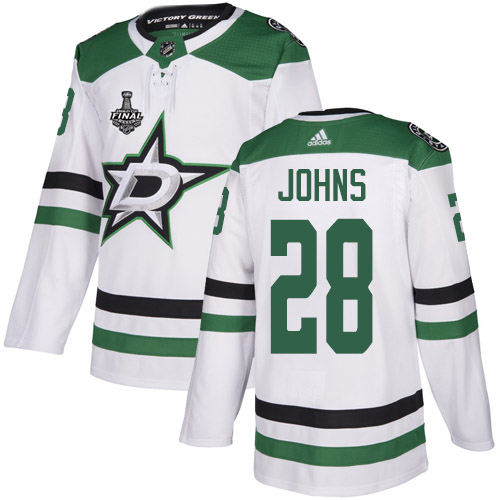 Adidas Dallas Stars #28 Stephen Johns White Road Authentic Youth 2020 Stanley Cup Final Stitched Jersey Youth