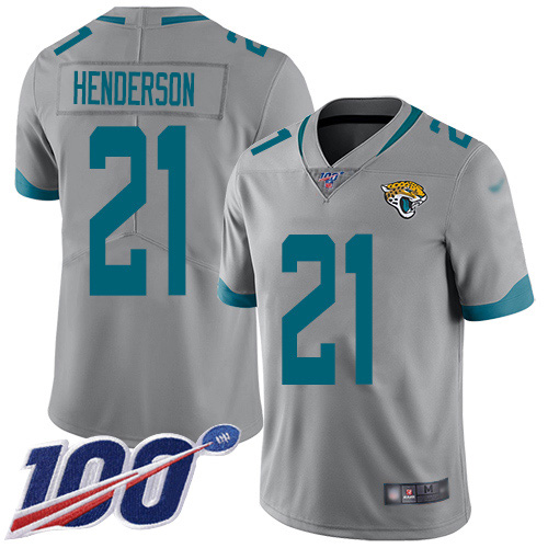 Jacksonville Jaguars #21 C.J. Henderson Silver Men's Stitched Limited Inverted Legend 100th Season Jersey Men's