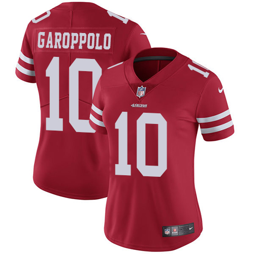 49ers #10 Jimmy Garoppolo Red Team Color Women's Stitched Vapor Untouchable Limited Jersey