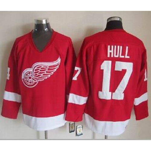Detroit Red Wings #17 Brett Hull Red CCM Throwback Stitched Jersey Men's